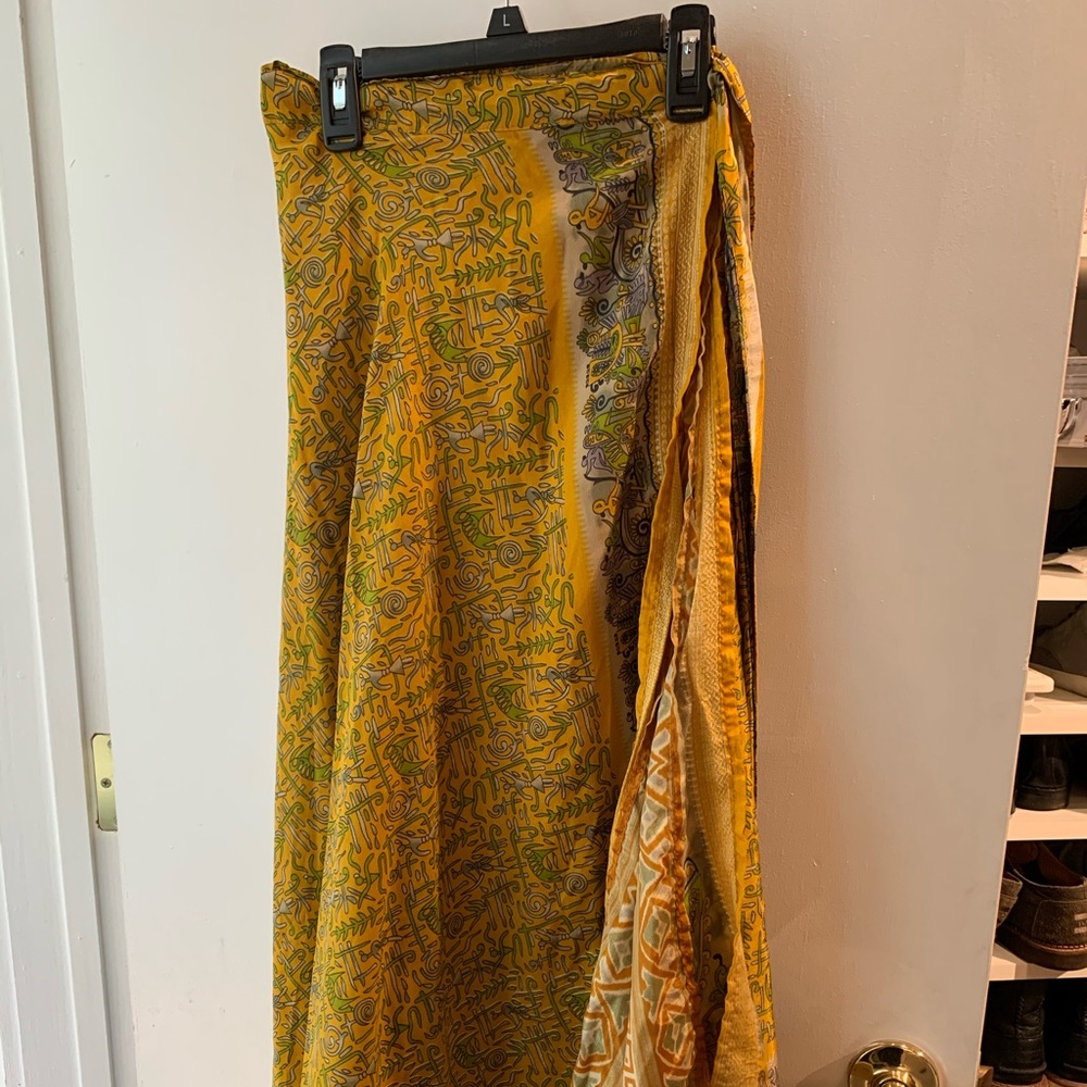 Darn Good Yarn sari fabric wrap skirt